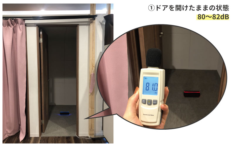 ドアを開けた場合の防音実験