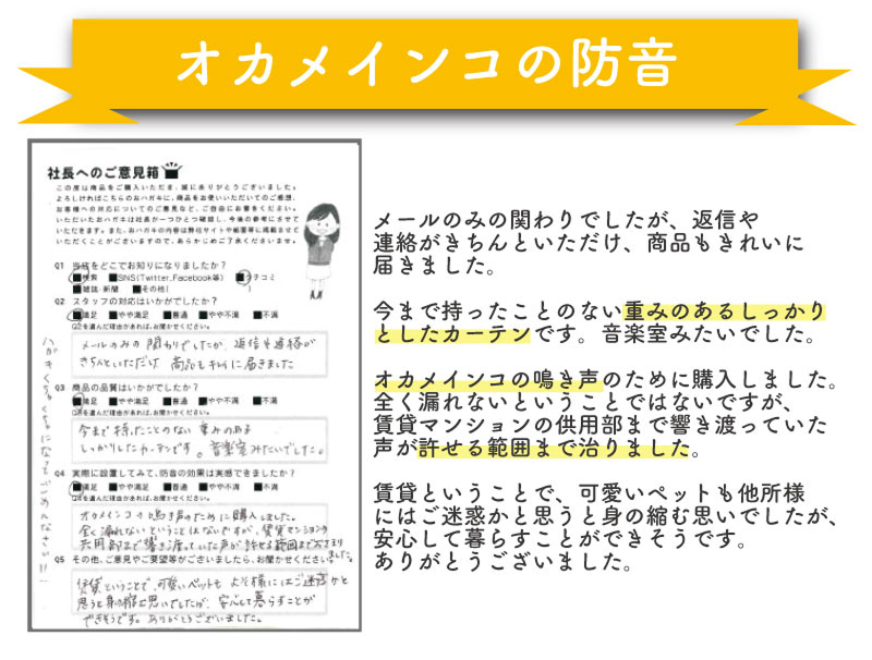 お客様の声 オカメインコの防音