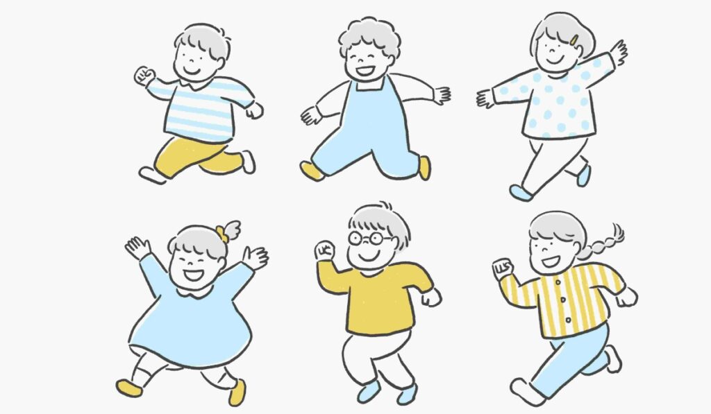 子供が元気いっぱい走り回っている様子