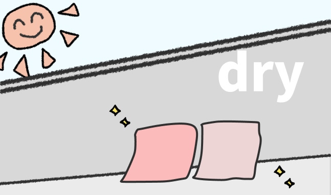 直射日光の当たらない場所でカーペットを陰干ししている様子