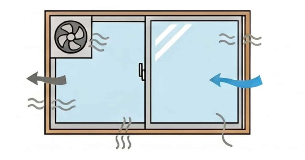 窓周りや換気口から風や音が漏れている様子