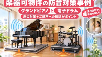 楽器可物件の防音対策事例｜グランドピアノと電子ドラム、隣人に音を聞いてもらいました